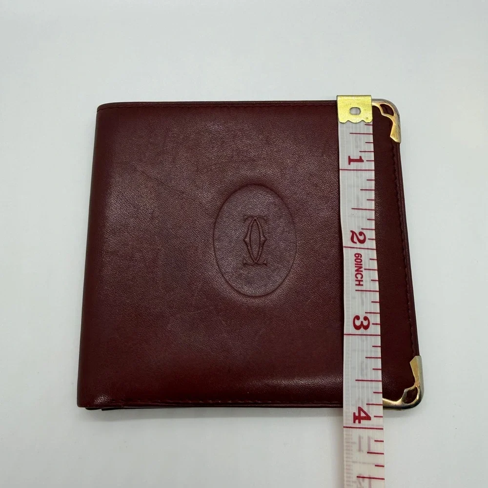Cartier Authentic Unisex Must De Cartier Leather Bifold Wallet